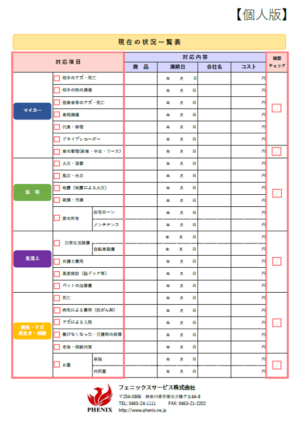 安心の羅針盤＿個人版チェック表